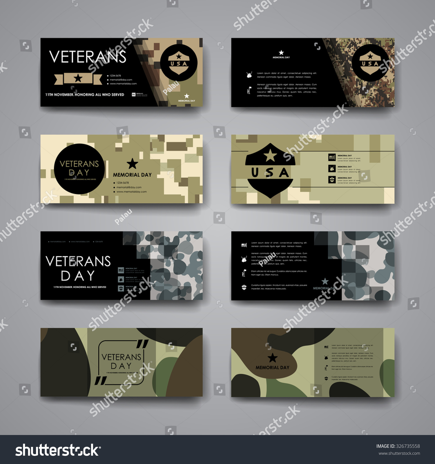 Set Von Modernen Design-Banner-Vorlage In Veteranen-Stil.: Stock regarding Veterans Day Banner Printable