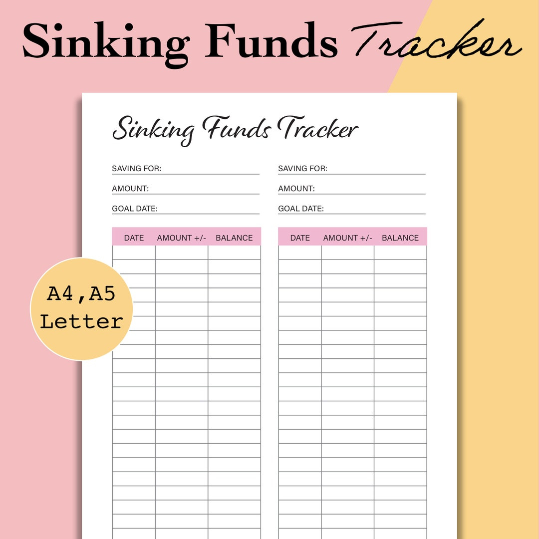 Sinking Funds Tracker Printable, Ersparnis Tracker Vorlage with Sinking Fund Tracker Printable Free