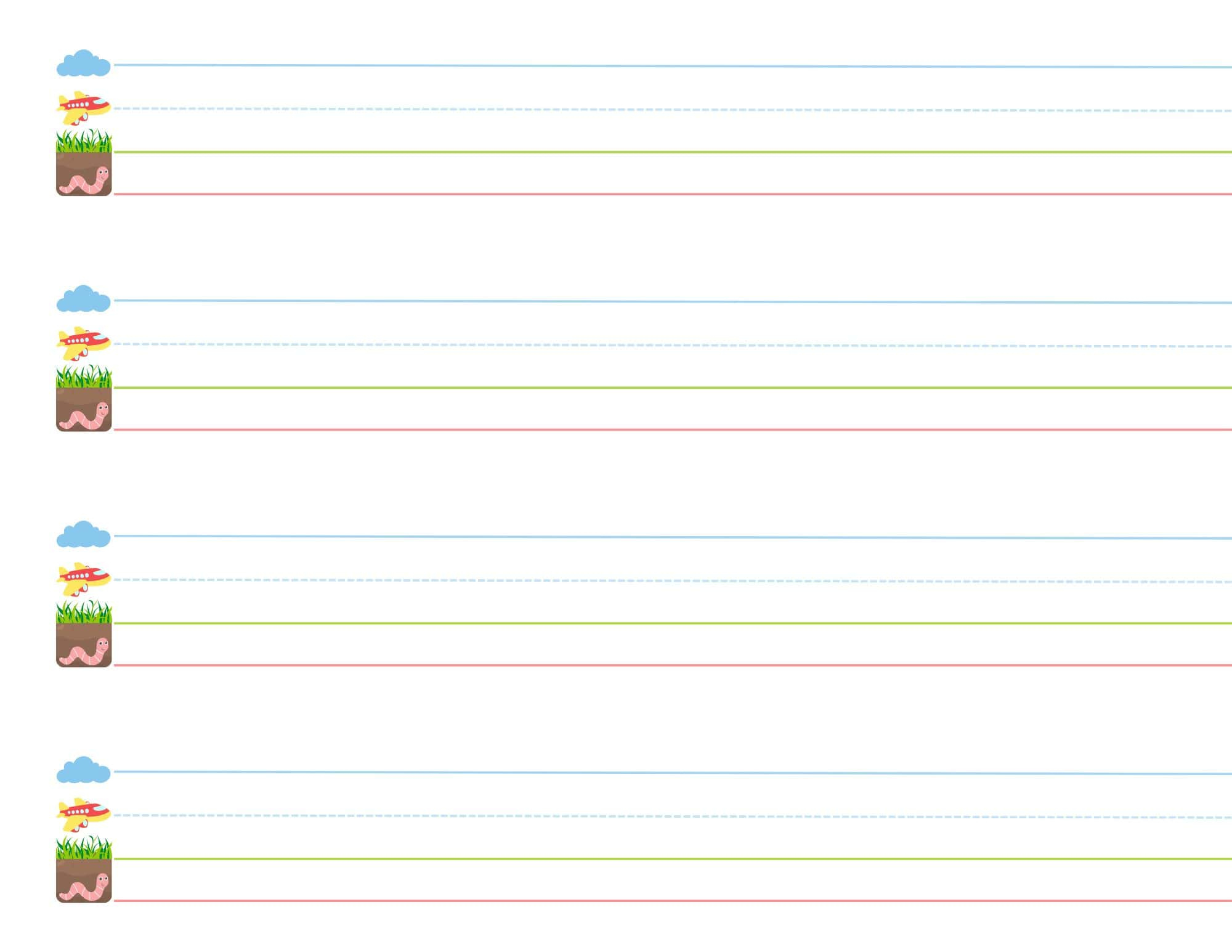 Sky Plane Grass Worm Paper [Free Printable] pertaining to Lined Paper Printable Landscape