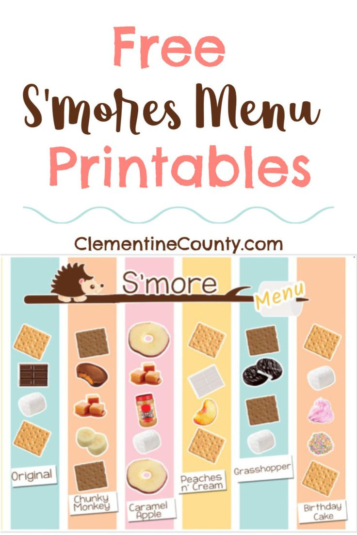S&amp;#039;Mores Menu Printables | Clementine County inside Free Printable&amp;#039;S Mores Menu