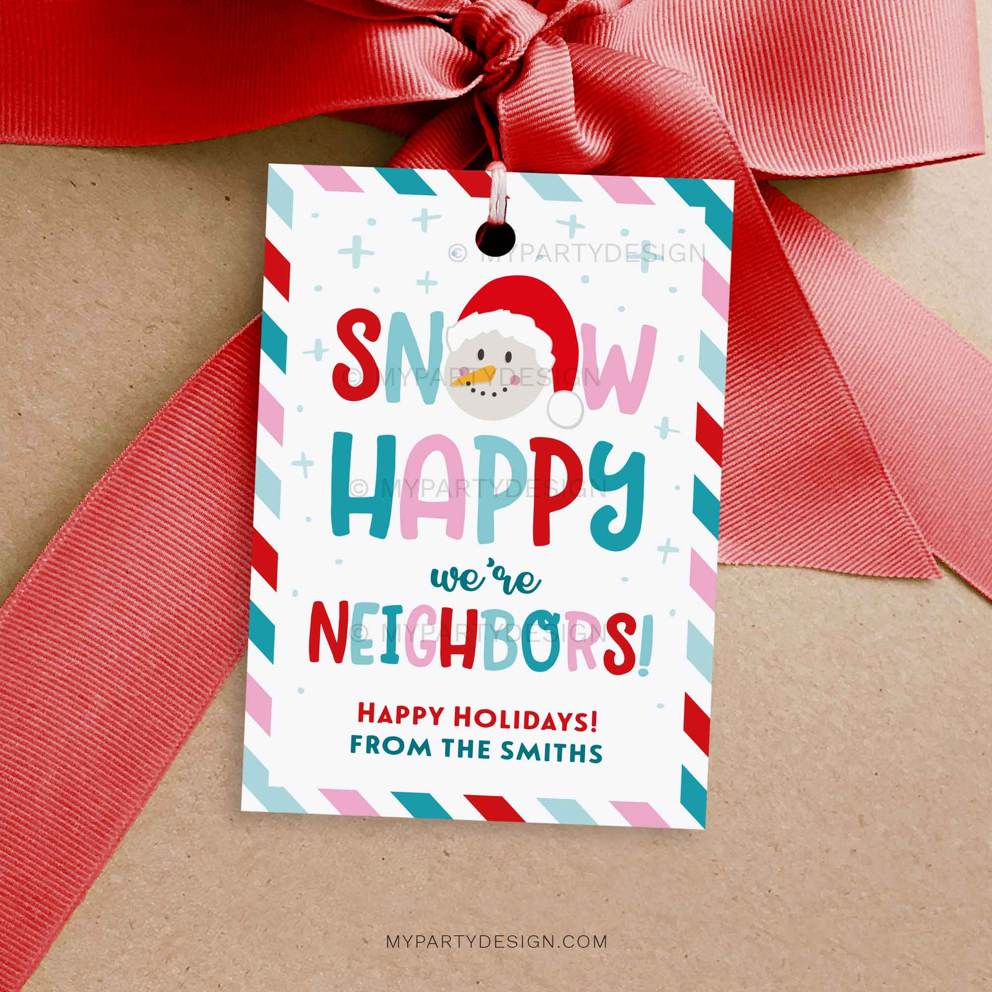 Snow Happy We&amp;#039;Re Neighbors Gift Tag, Printable Pdf - My Party Design regarding Free Printable Neighbor Gift Tags