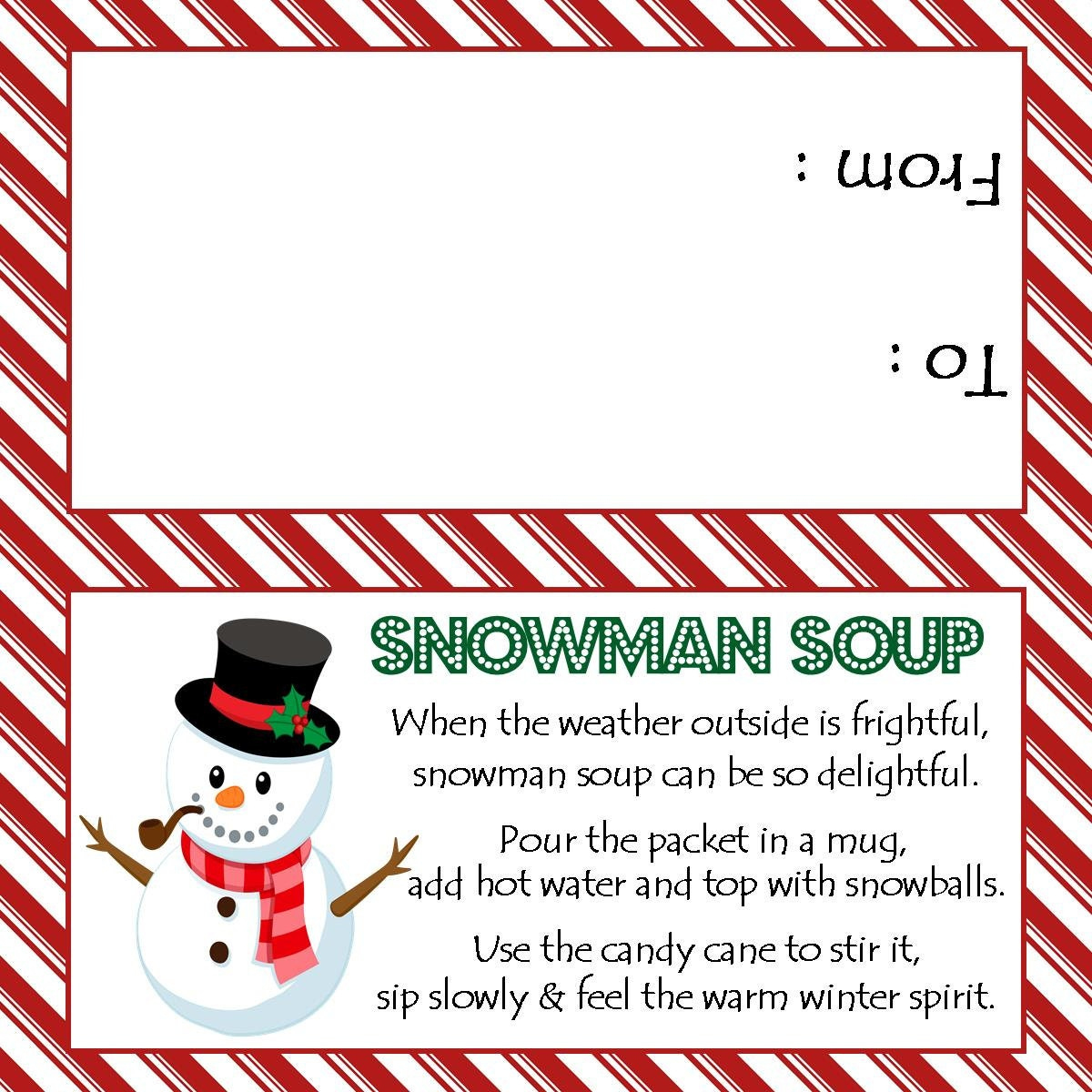 Snowman Soup Treat Bag Topper ( Fits 4X6" Treat Bags) - Printable regarding Free Printable Snowman Soup Bag Toppers
