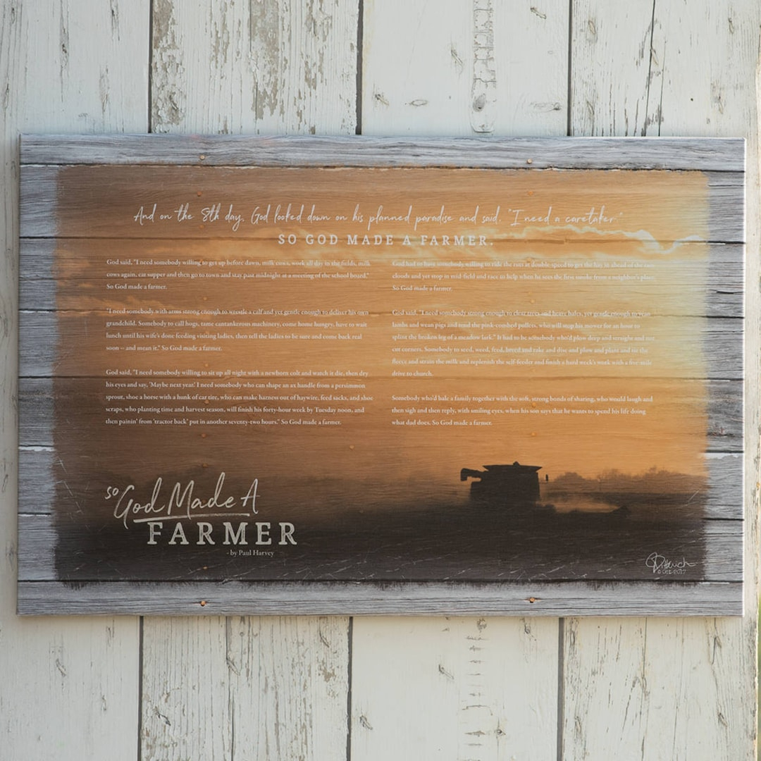 So God Made A Farmerpaul Harvey Canvas Print - Farmer Gift - Etsy throughout So God Made A Farmer Printable Poem