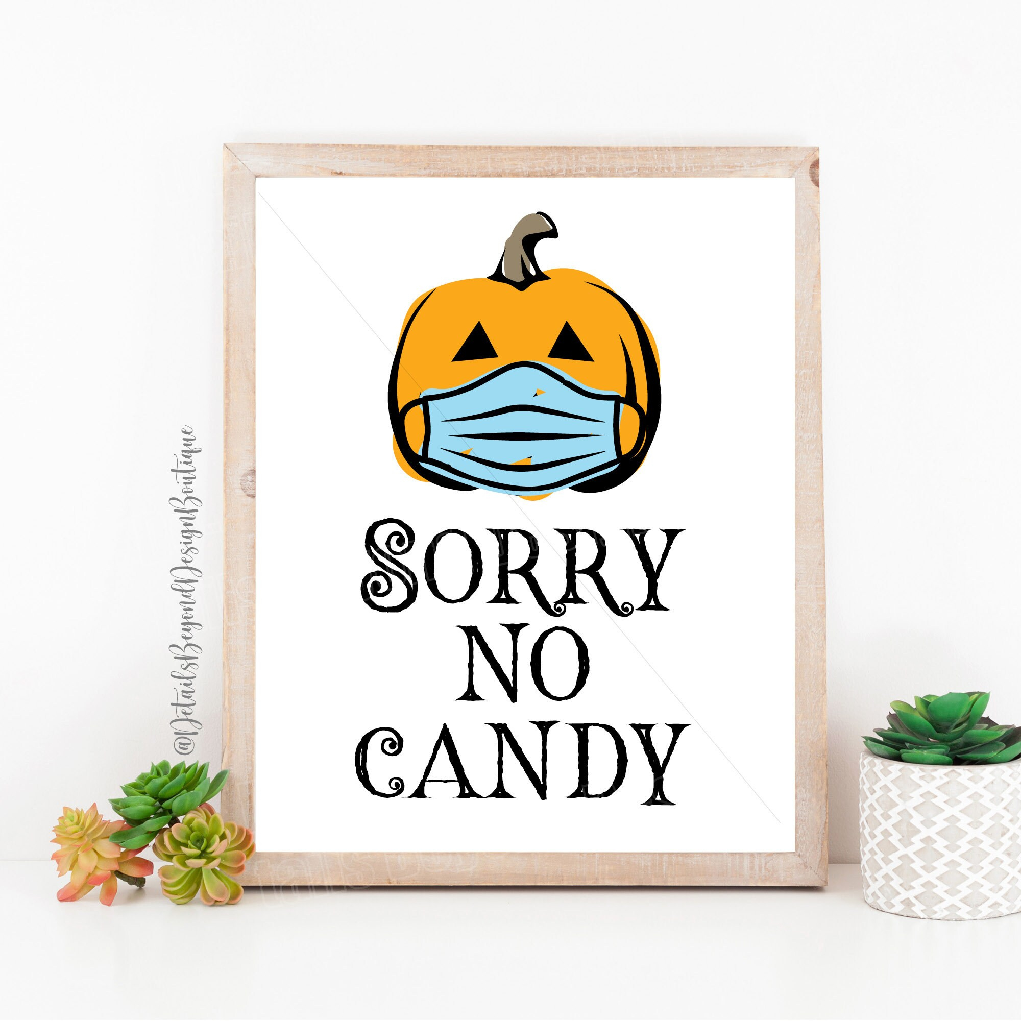 Sorry No Candy Printable Halloween Door Sign - Masked Pumpkin - Masked  Jack-O-Lantern - Halloween Printable - Instant Download 8X10 pertaining to Sorry No Candy Sign Printable
