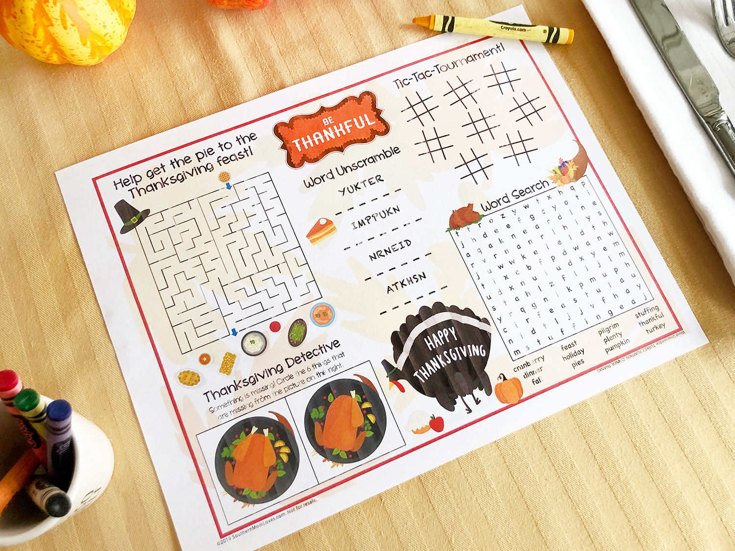 Southern Mom Loves: Thanksgiving Games Placemat For Your Kids throughout Thanksgiving Board Games Printable