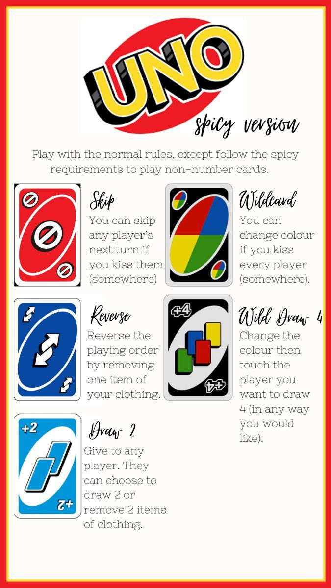 Spicy Uno regarding Spicy Uno Rules Printable