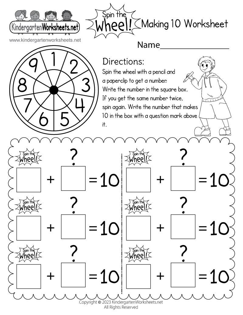 Spin The Wheel Making 10 Worksheet - Free Printable, Digital, & Pdf intended for Printable Kindergarten Making 10 Worksheets
