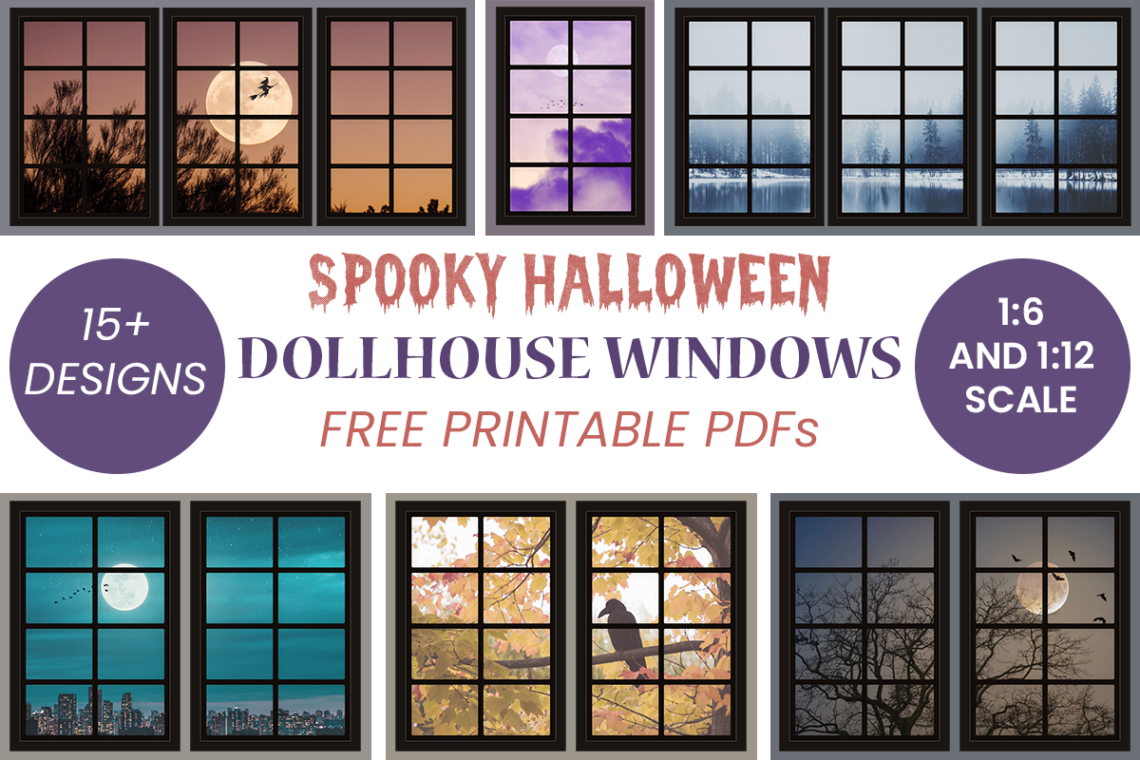 Spooky Dollhouse Windows For Halloween - Free Printables - Suni Doll for Printable Windows For Dollhouse