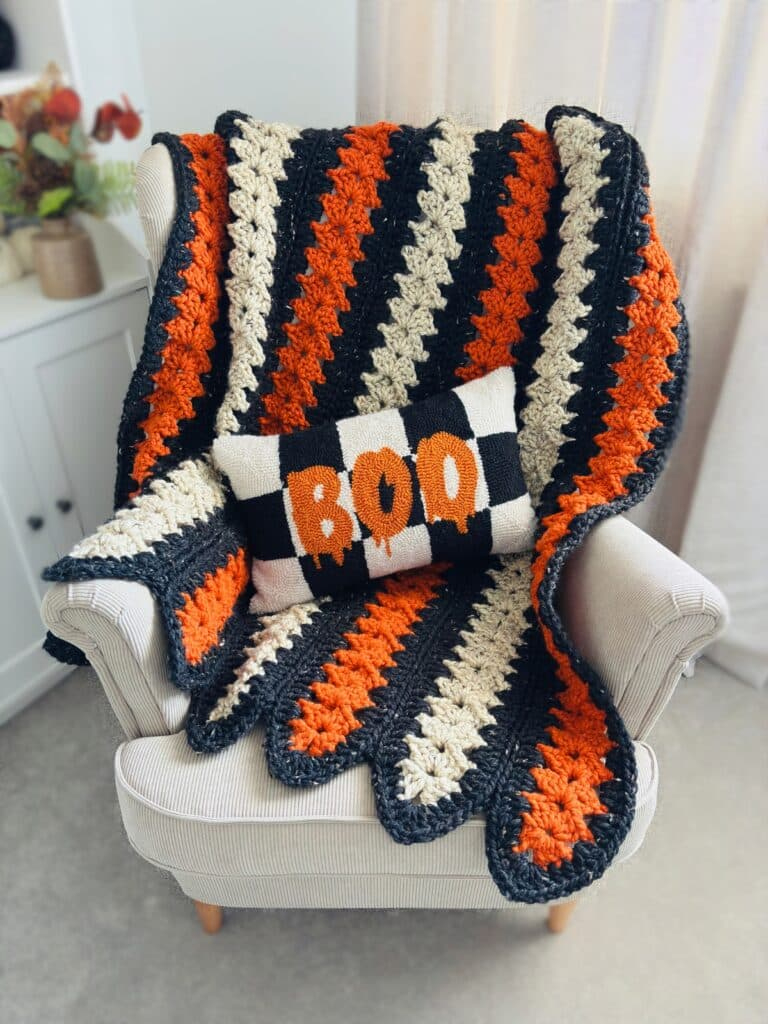 Spooky Strips Halloween Mile-A-Minute Crochet Blanket (Free in Printable Mile A Minute Crochet Pattern Free