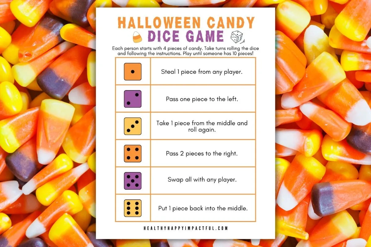 Spooky &amp;amp; Sweet Halloween Candy Dice Game (Free Printable) inside Candy Dice Game Printable