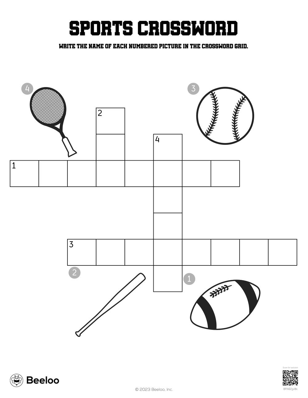 Sports Crossword • Beeloo Printable Crafts And Activities For Kids intended for Sports Crosswords Printable