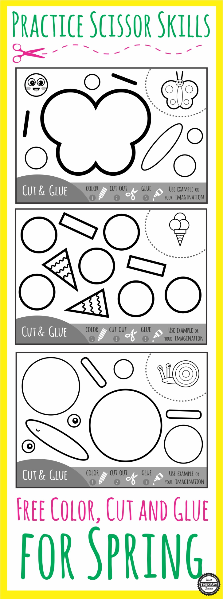 Spring Cut And Paste Practice Scissor Skills - Your Therapy Source within Spring Cut and Paste Printables