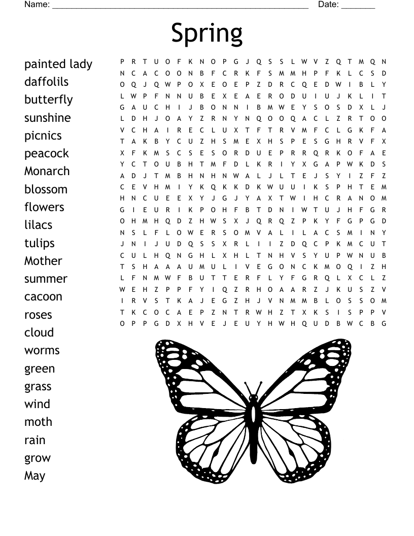 Spring Word Search - Wordmint for Free Printable Spring Word Searches