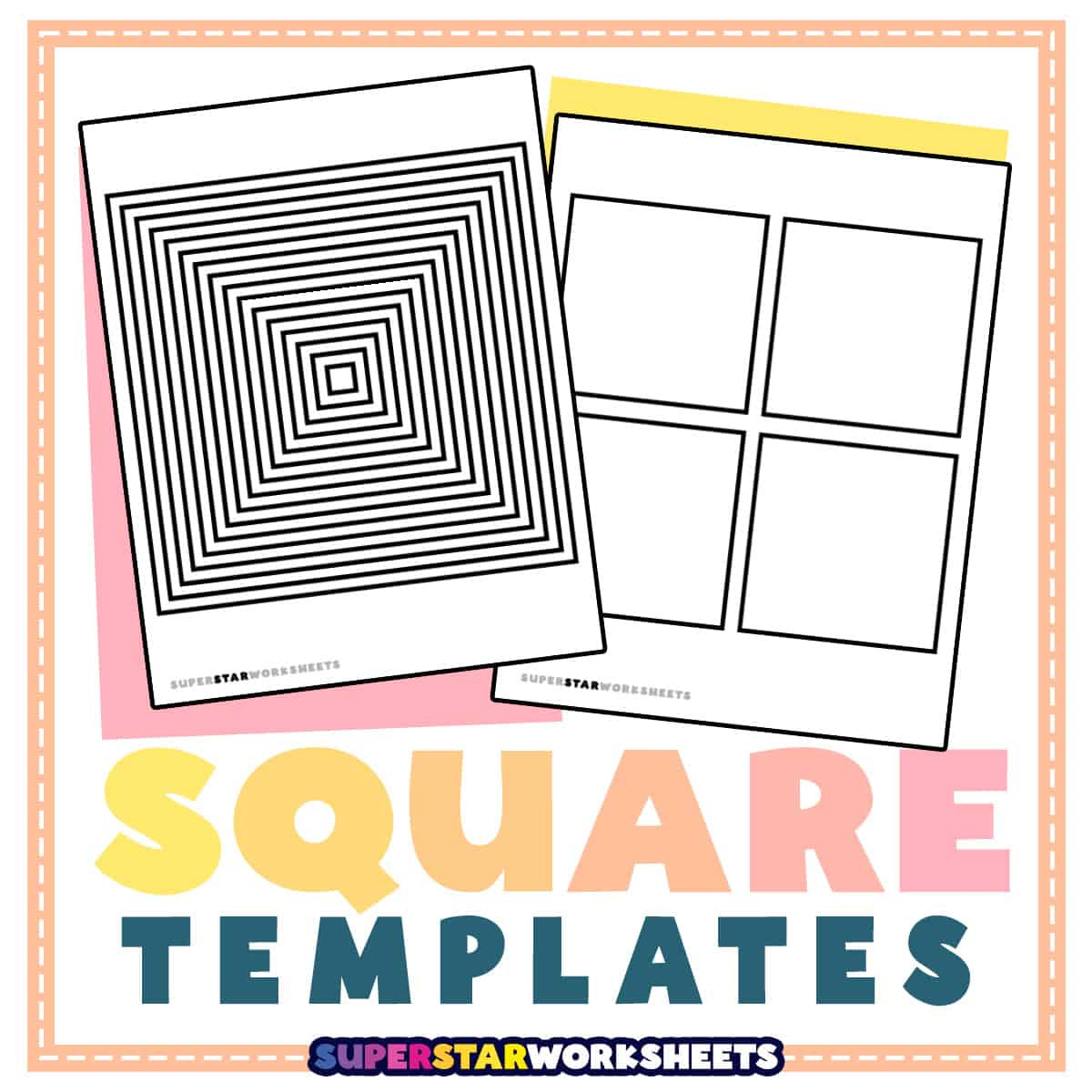 Square Template (Free Printables) - Superstar Worksheets throughout Draw Area Square Template Worksheet Printable