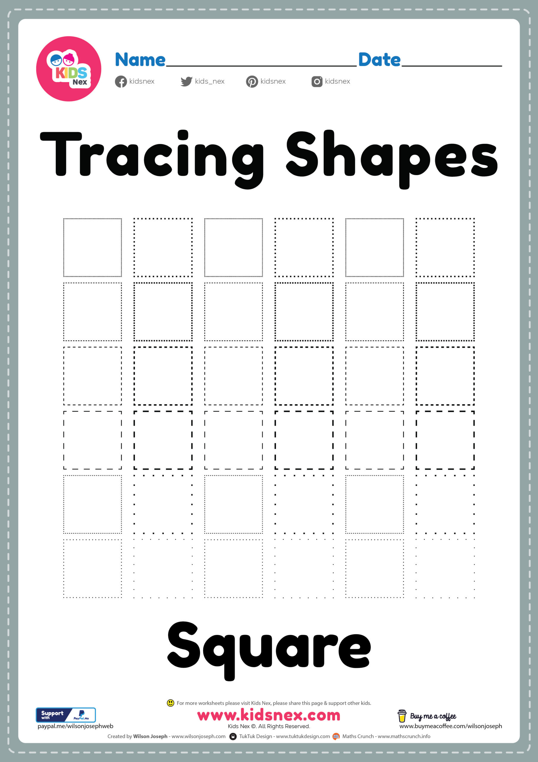Square Worksheet For Tracing Shapes Free Printable For Kids within Free Printable Worksheet Square