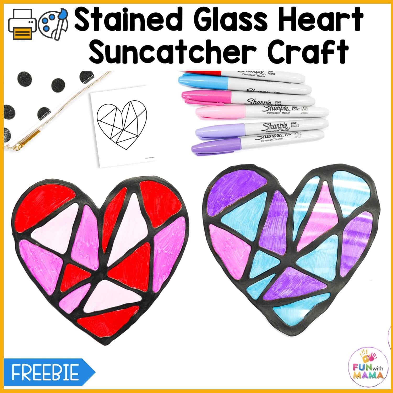 Stained Glass Heart Suncatcher Craft + Printable within Free Printable Stained Glass Heart Patterns