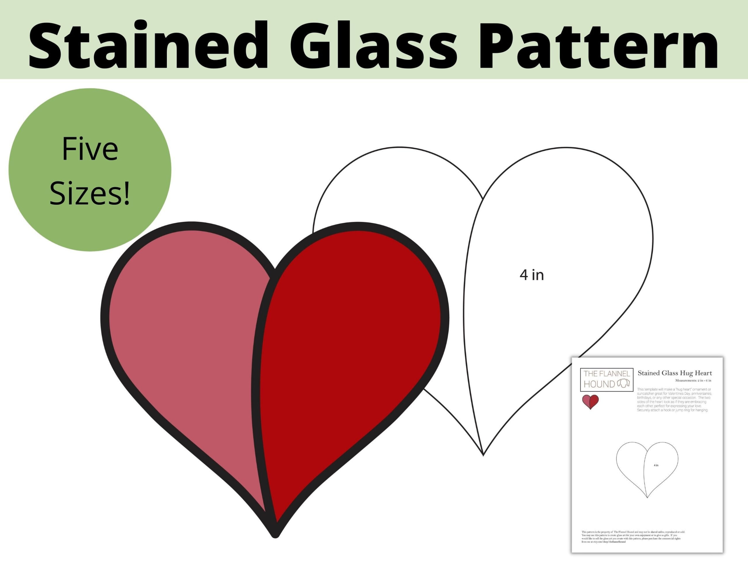 Stained Glass &amp;quot;Hug Heart&amp;quot; Pattern, Digital Download Pdf, Multiple in Free Printable Stained Glass Heart Patterns