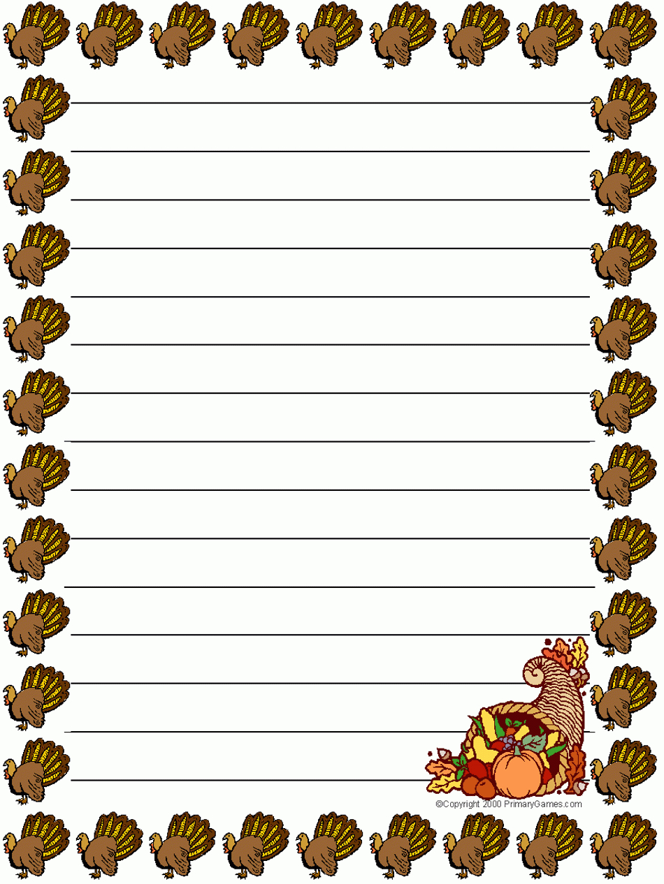 Stationery - Primarygames - Free Printable Worksheets in Free Printable Thanksgiving Writing Template