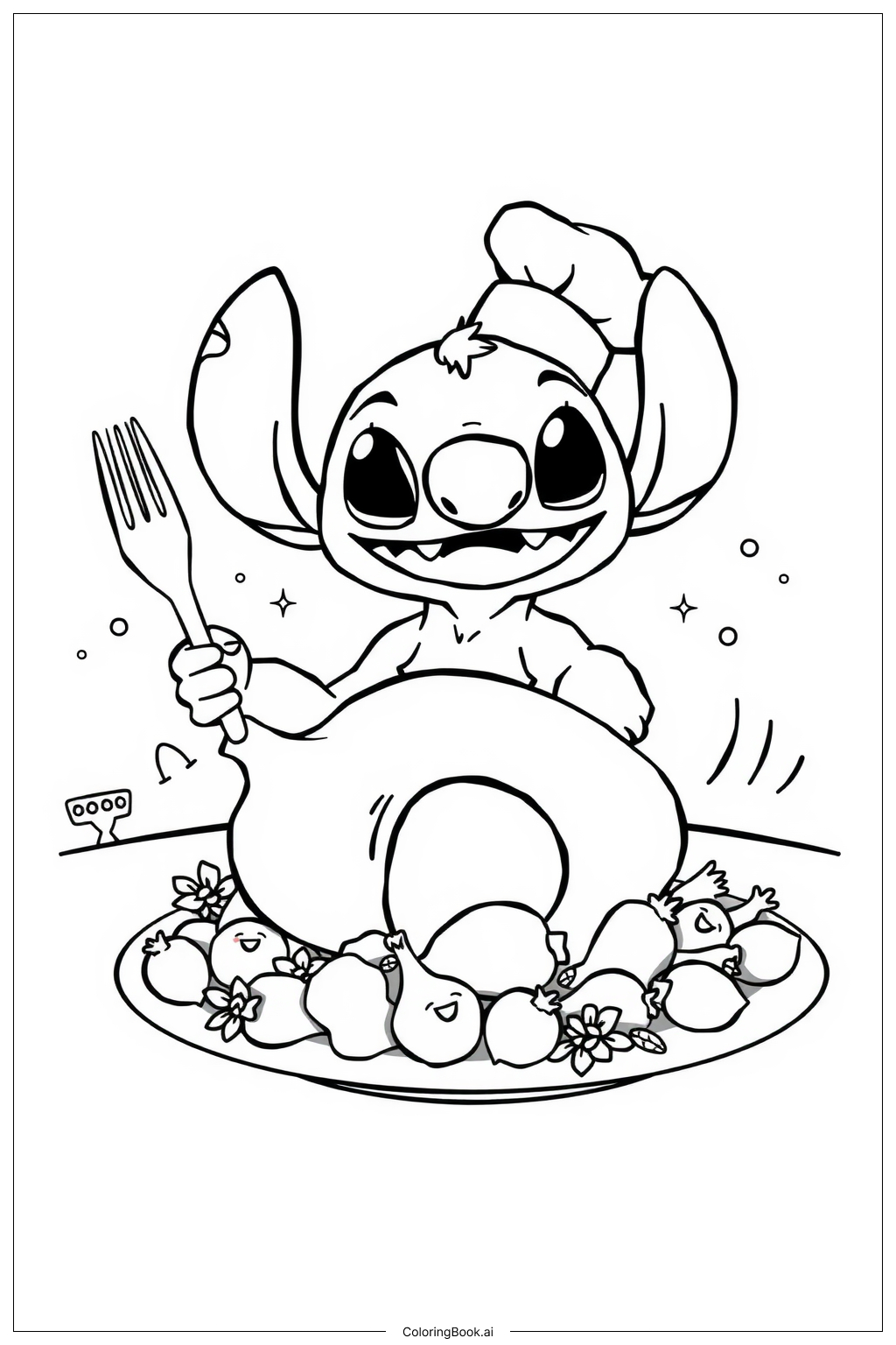 Stitch Thanksgiving Feast Coloring Page (Free Pdf&amp;amp;Png Printable) intended for Stitch Thanksgiving Coloring Pages Printable