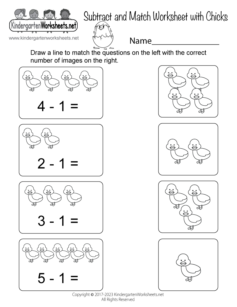 Subtract And Match Worksheet - Free Printable, Digital, &amp;amp; Pdf for Subtract And Match Worksheet Printable