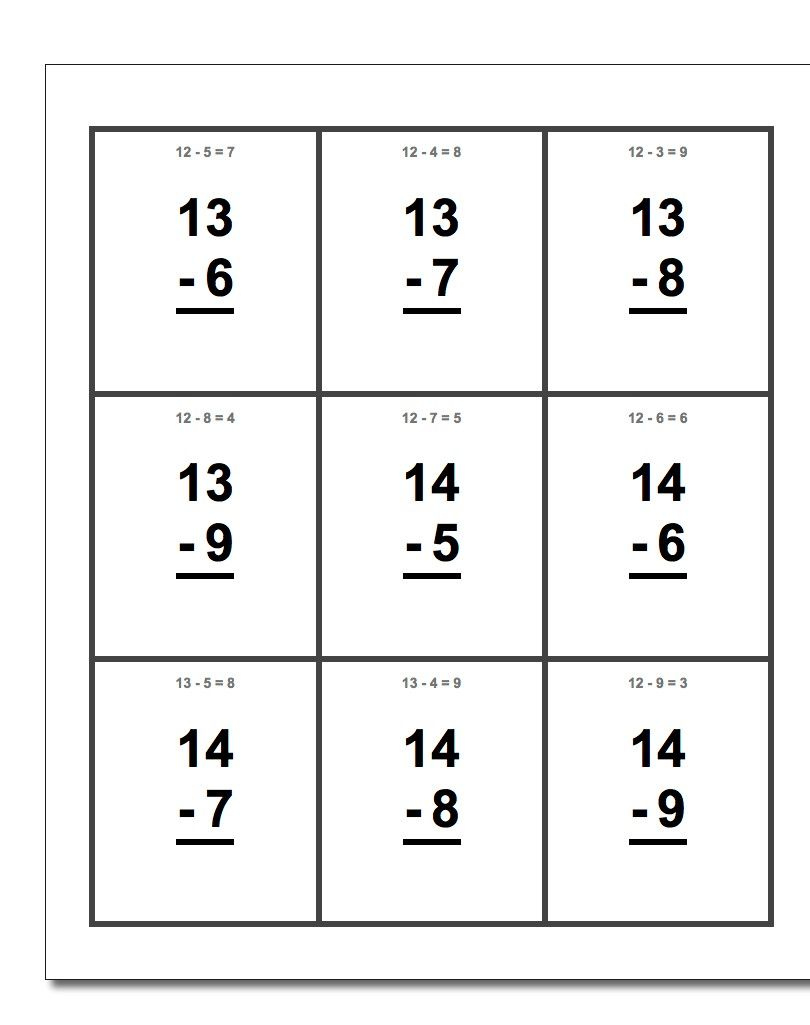 Subtraction Flash Cards - Worksheets Library with regard to Printable Subtraction Flash Cards