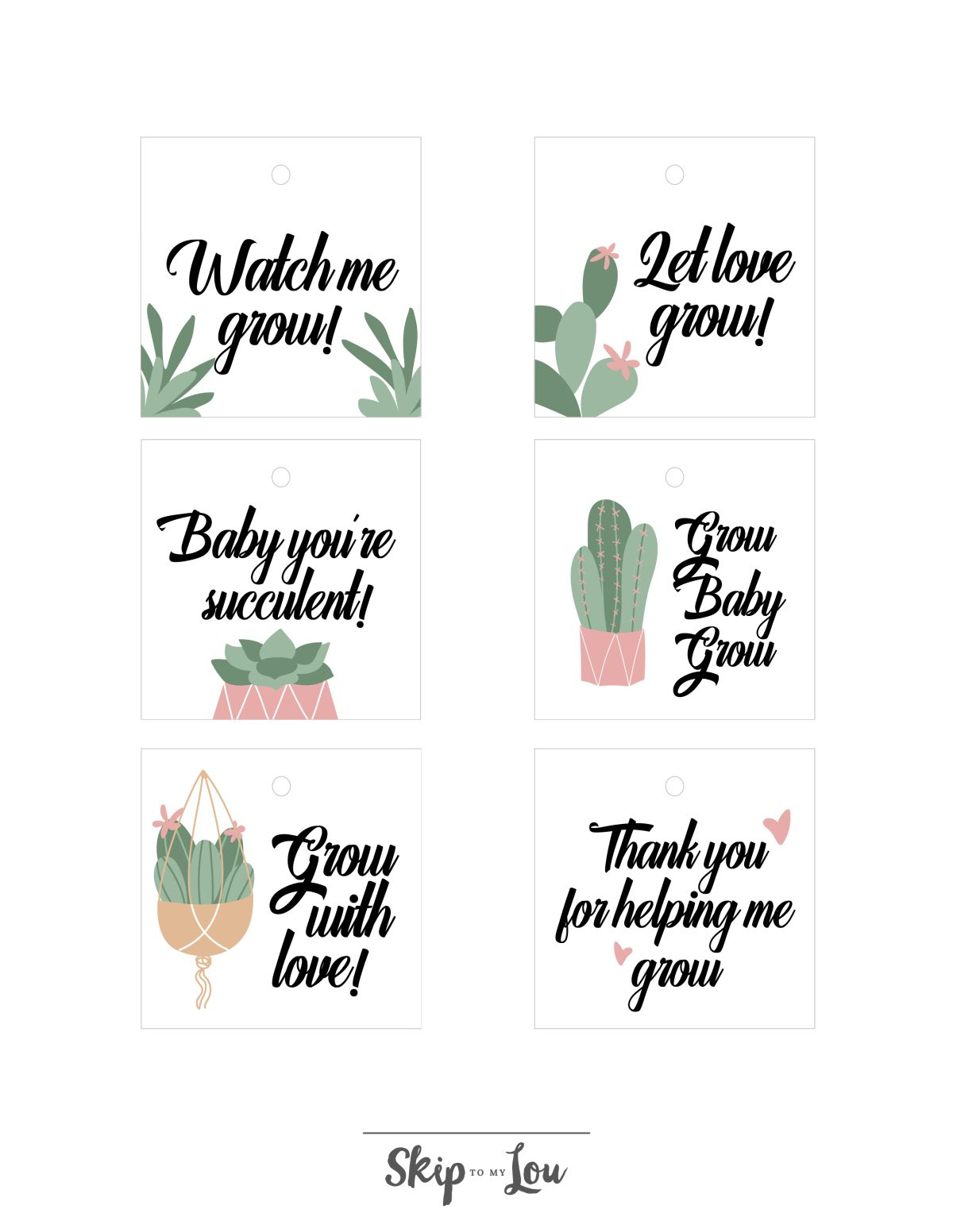 Succulent Favor Tags | Skip To My Lou with Free Printable Succulent Gift Tags