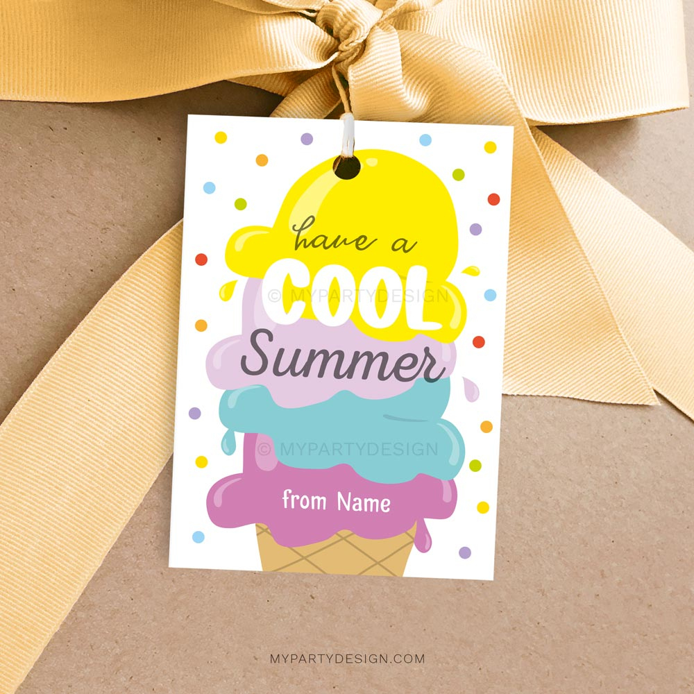 Summer Ice Cream Gift Tag, Printable Pdf - My Party Design regarding Free Printable Summer Tags