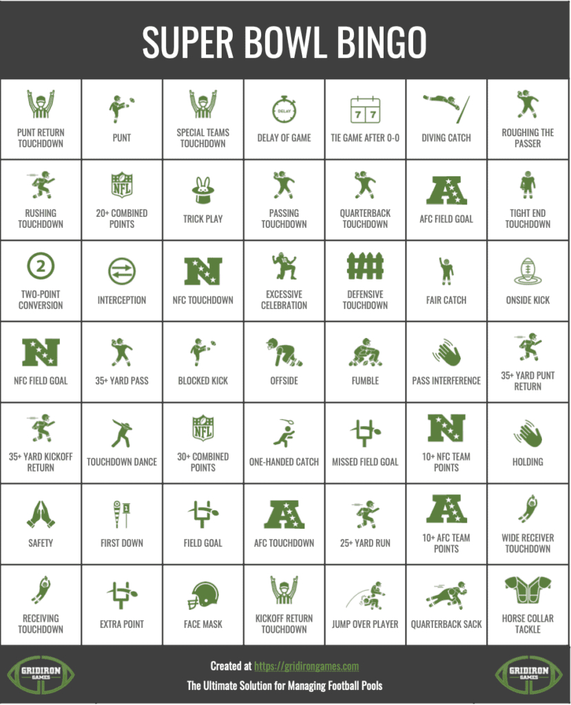 Super Bowl Bingo 2025 Free Printable Cards - Commercial Bingo in Super Bowl Bingo Cards 2025 Printable