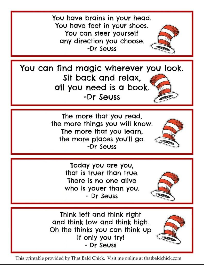 Super Fun Dr. Seuss Printables + #Free #Printable Bookmarks! intended for Free Dr Seuss Quote Printables