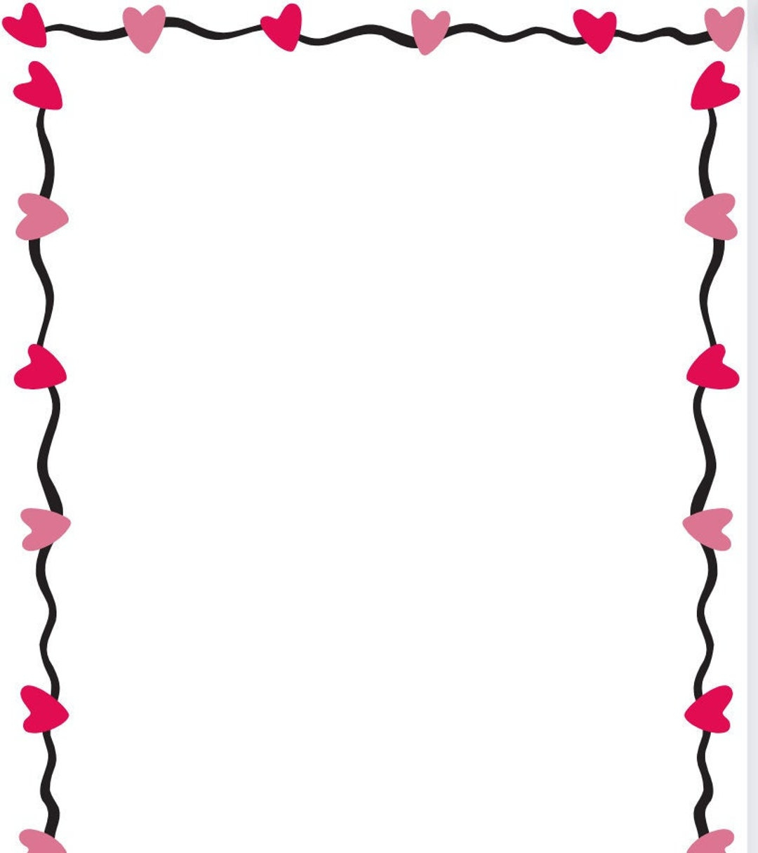 Sweet Heart Border Blank Printable Instant Download Valentines Day regarding Free Printable Valentine Stationery Borders