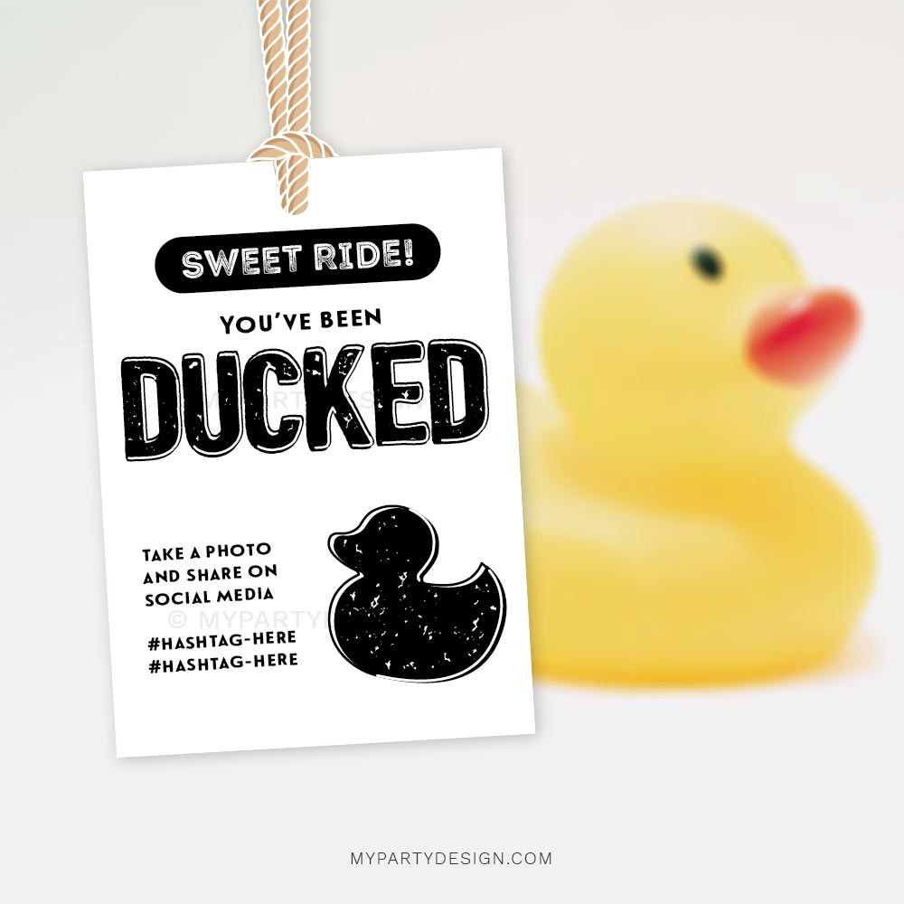 Sweet Ride You'Ve Been Ducked Tags, Printable Pdf - My Party Design pertaining to You Ve Been Ducked Printable Free
