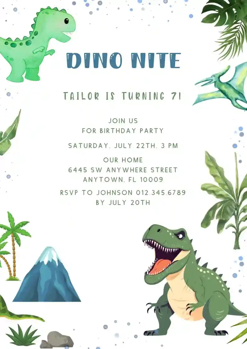 T-Rex Dinosaur - Free Kids Birthday Invitation Templates | Invitanku with Free Dinosaur Birthday Invitations Printable