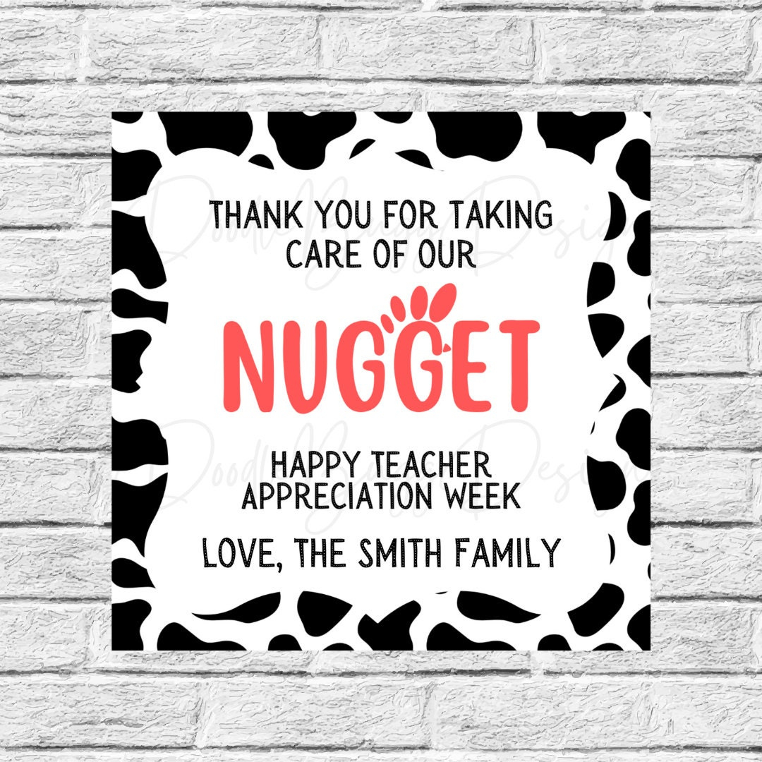 Teacher Appreciation Tag - Chick-Fli-A Inspired - Digital Template throughout Chick Fil A Teacher Appreciation Printable Free