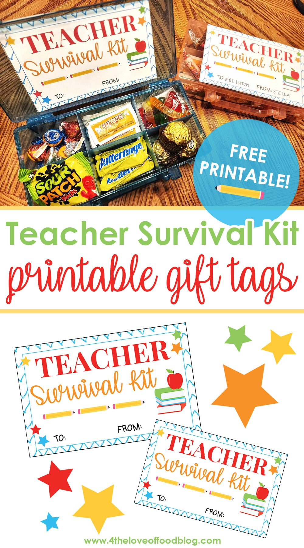 Teacher Survival Kit Gift Idea And Printable Tags - For The Love within Free Printable Teacher Survival Kit