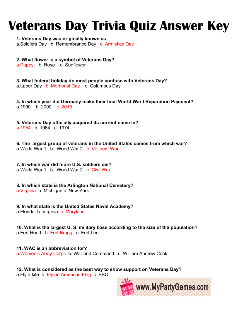 Test Your Knowledge With A Veterans Day Trivia Quiz with regard to Printable Veterans Day Trivia For Seniors