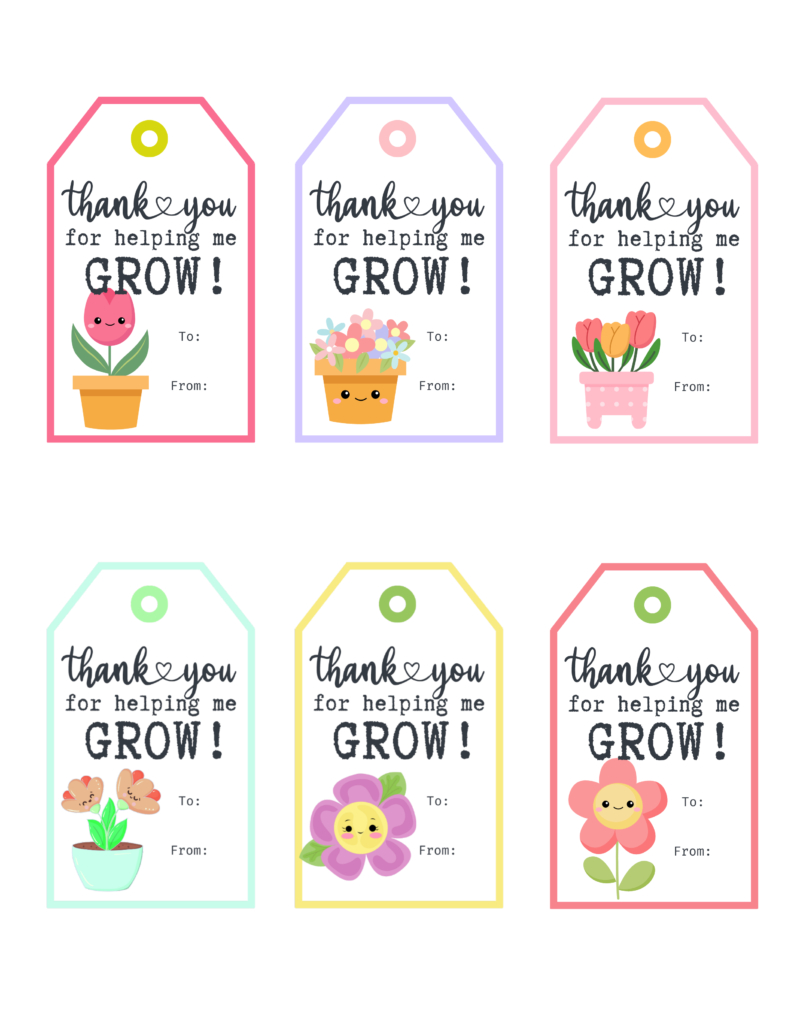 Thank You For Helping Me Grow Free Printable Gift Tags | Baking inside Free Printable Thanks For Helping Me Grow Printable