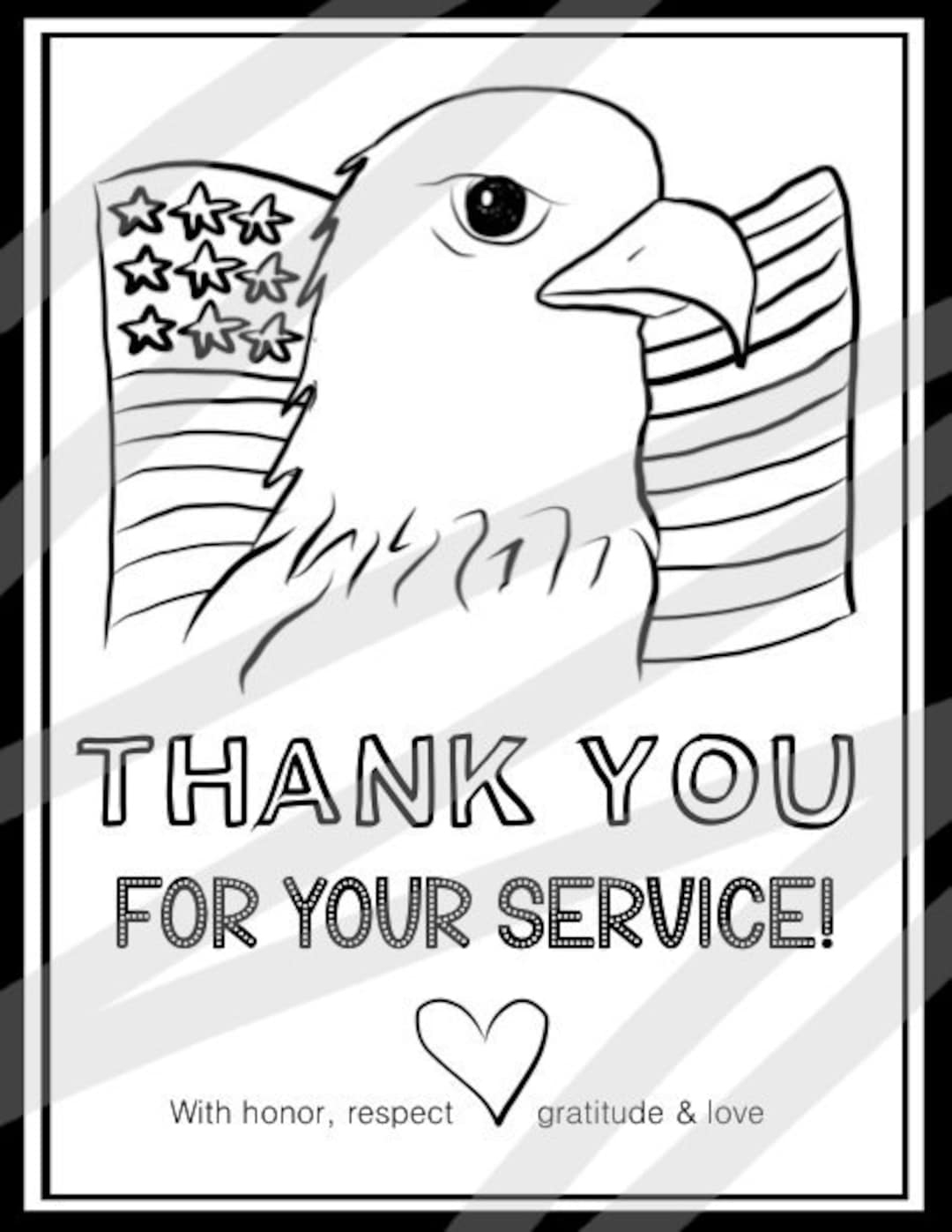 Thank You For Your Service - Veteran'S Day Gift - Coloring Page throughout Thank You Veterans Printable