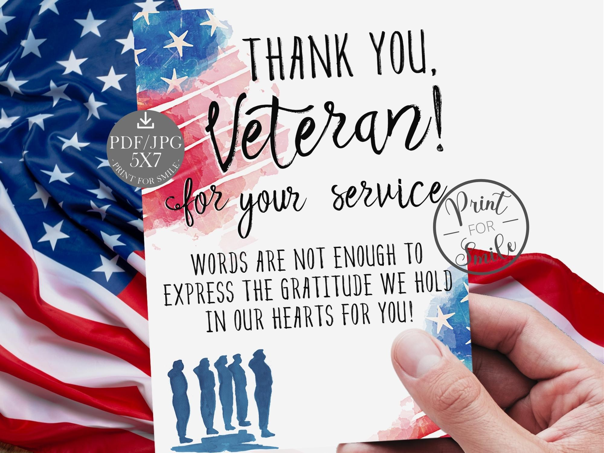 Thank You Veterans Day Card Printable Thank You For Your Service with regard to Printable Thank You Veterans