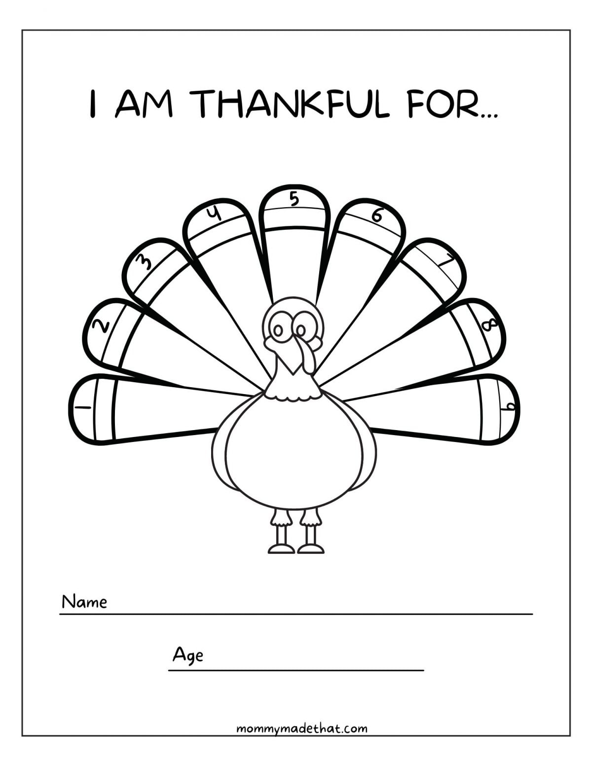 Thankful Turkey Printable pertaining to Thankful Turkey Template Printable