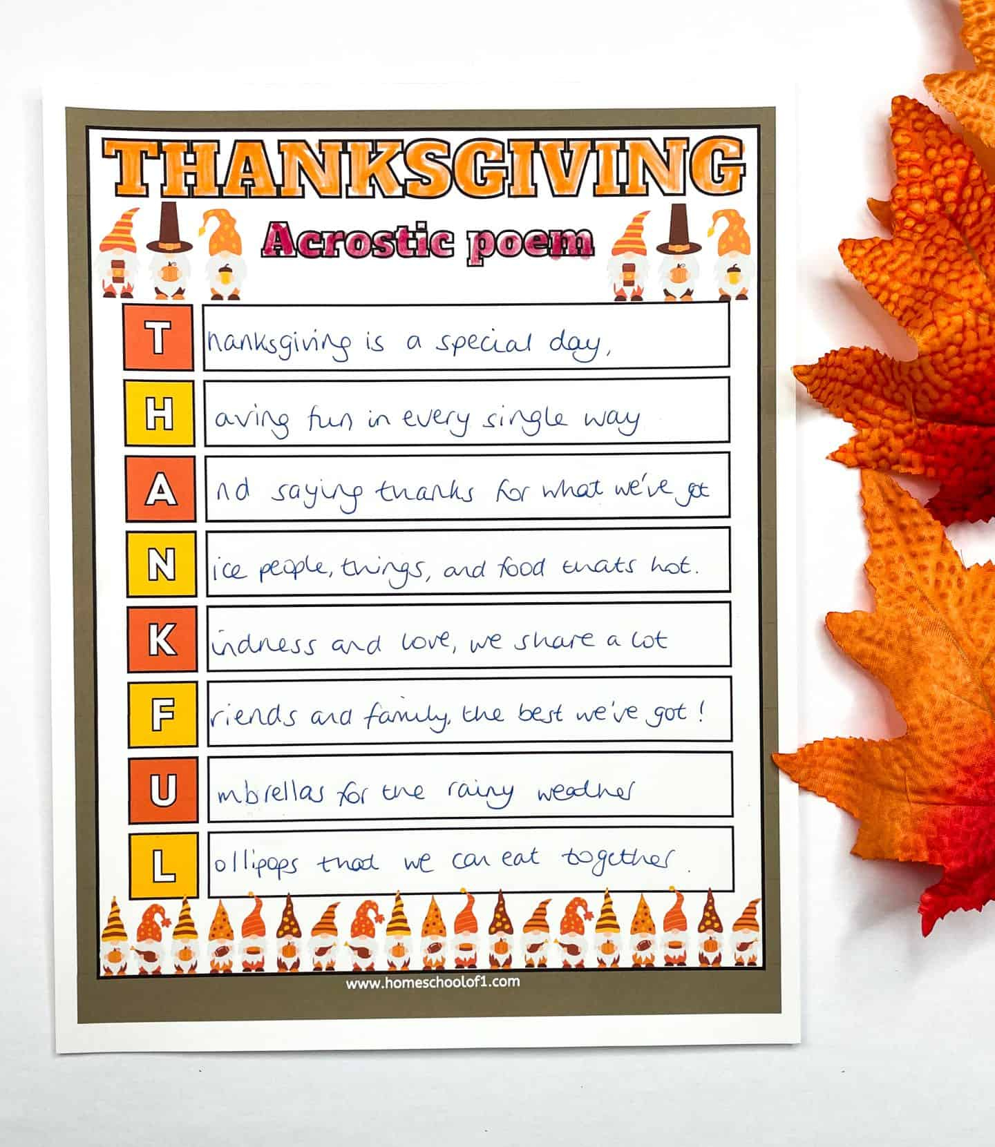 Thanksgiving Acrostic Poem Templates (4 Free Printables) intended for Acrostic Poem For Thanksgiving Day