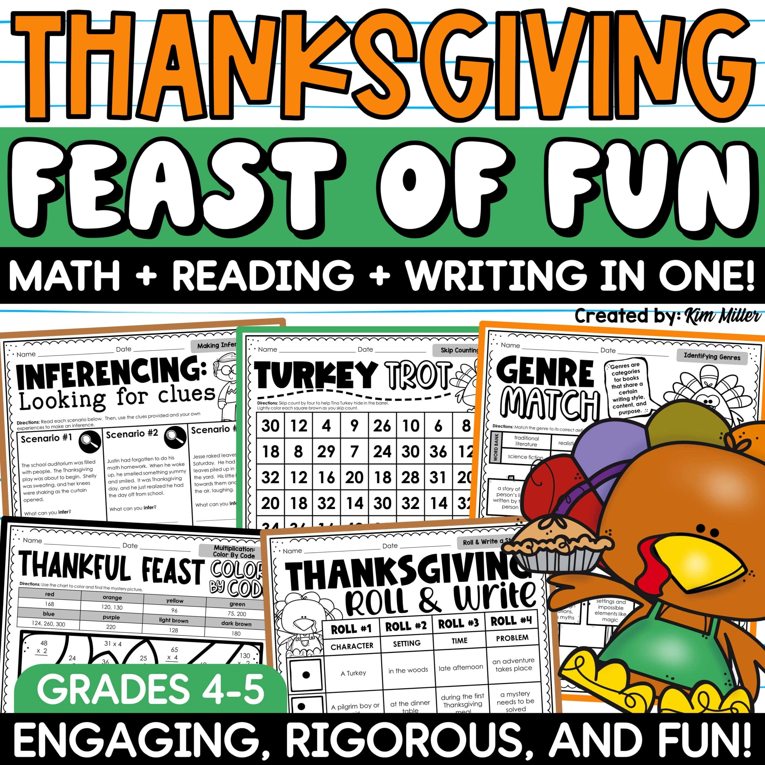 Thanksgiving Activities Math Reading Comprehension Writing No Prep within Pre Algebra Thanksgiving Worksheets