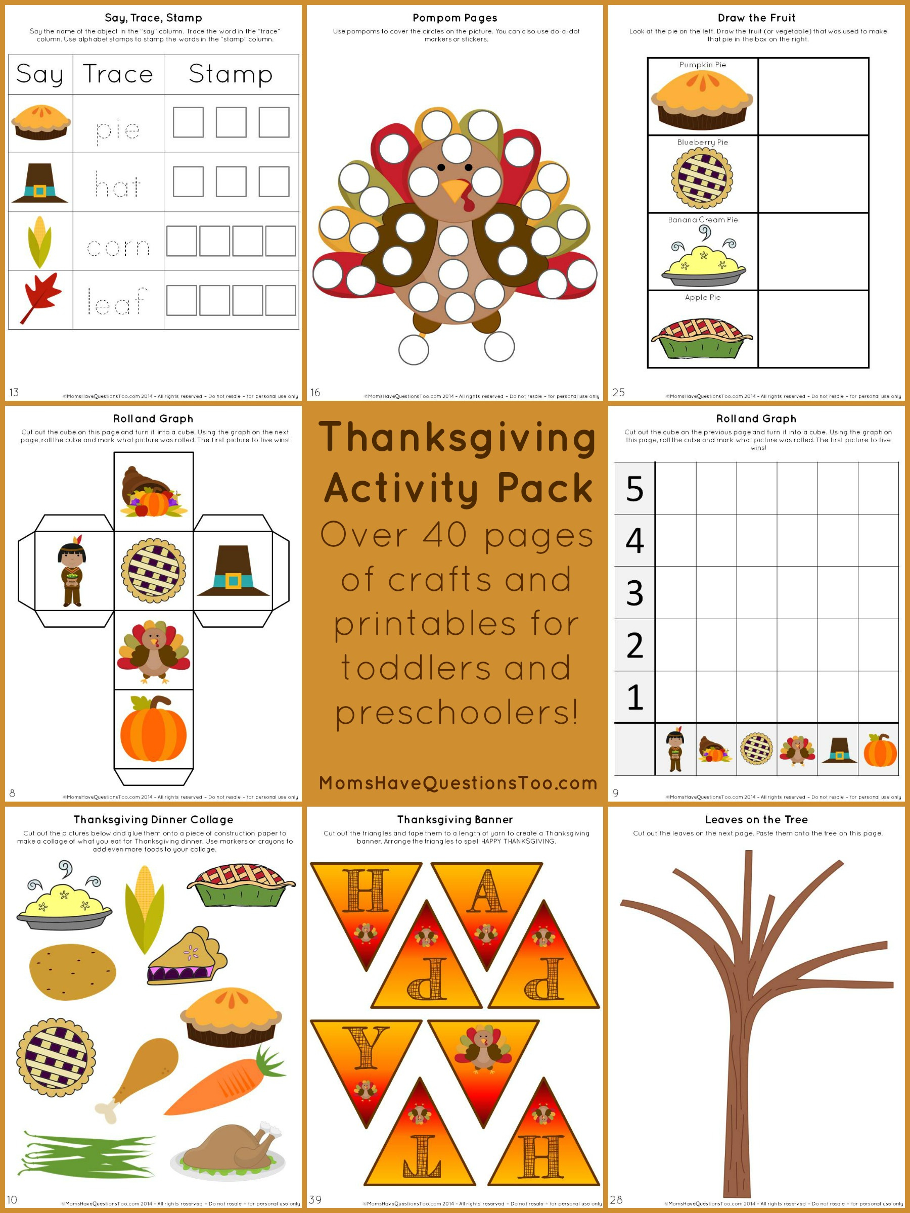Thanksgiving Activity Pack With Crafts And Printables regarding Thanksgiving Activities For Toddlers Printables