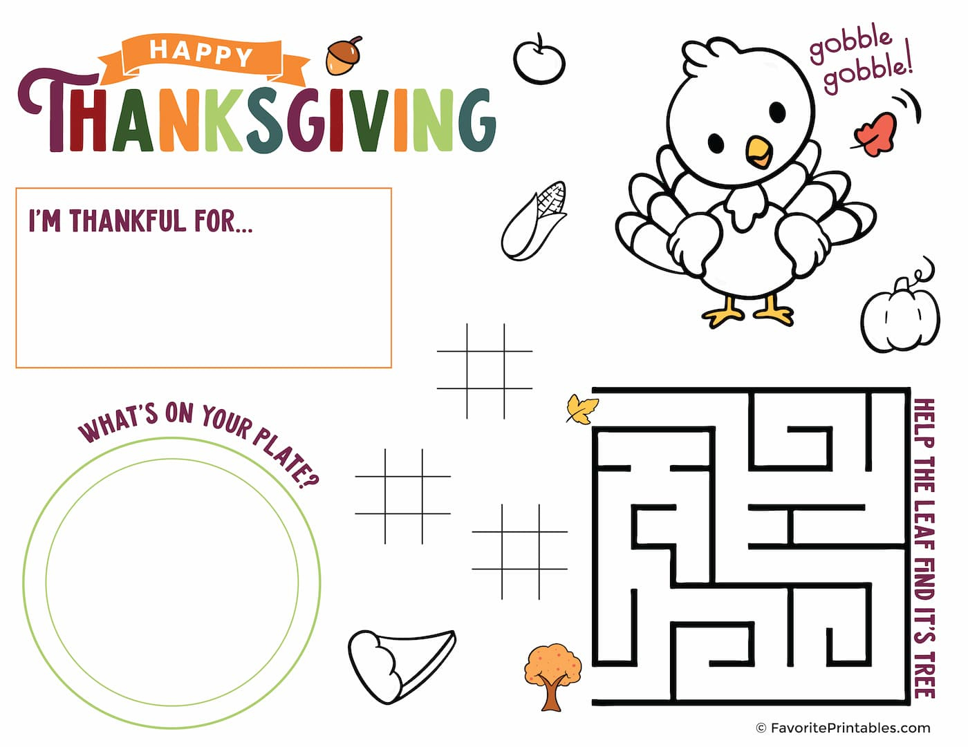 Thanksgiving Activity Sheet Printable For Kids - Favorite pertaining to Free Thanksgiving Activity Printables