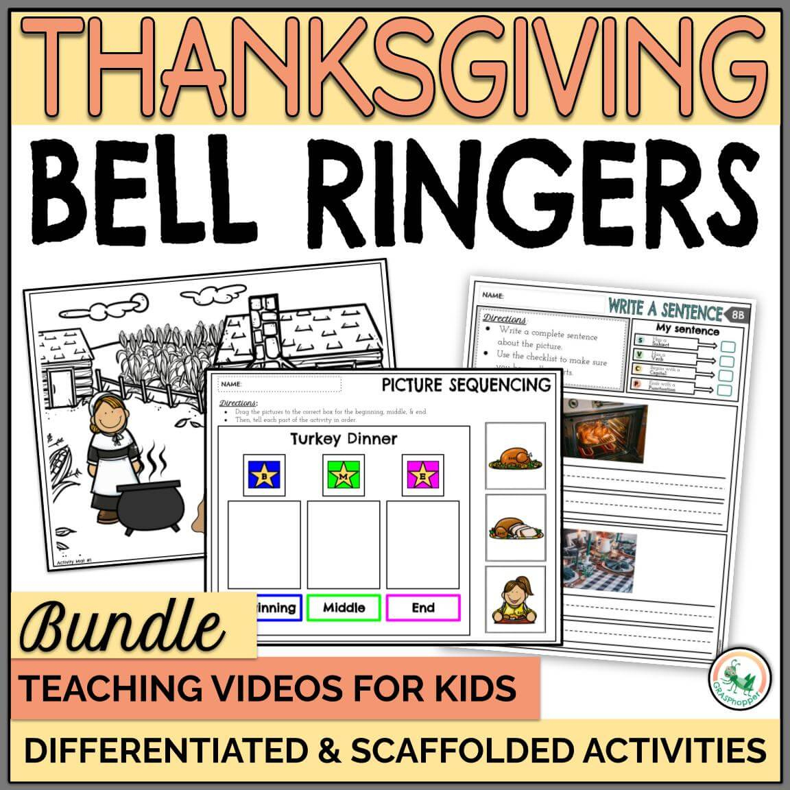 Thanksgiving Bell Ringer Activity Bundle With Sentence Writing intended for Thanksgiving Sequencing Worksheets
