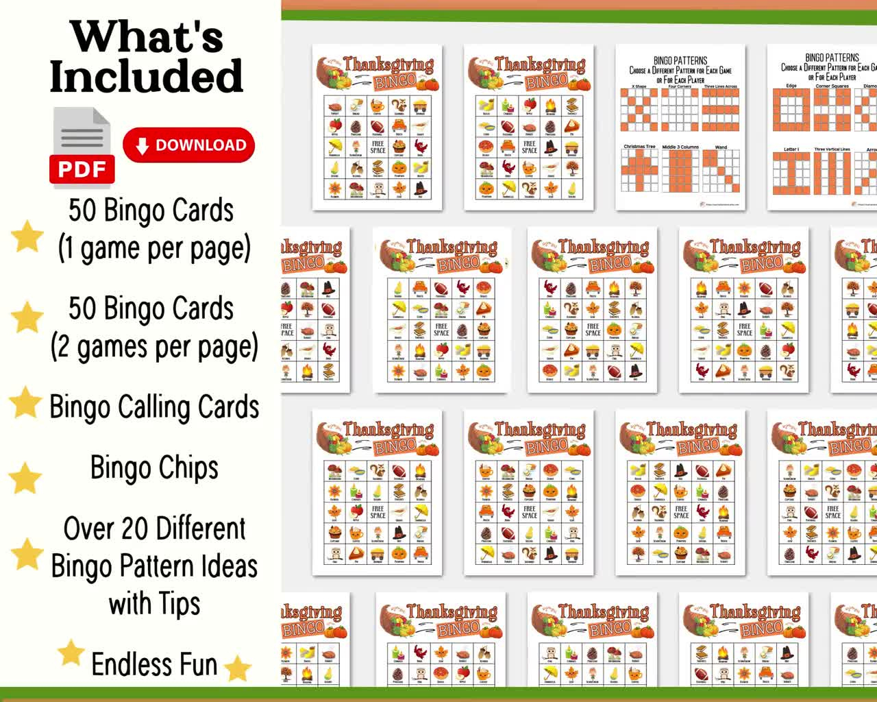 Thanksgiving Bingo Cards Printable Pdf, Fall Bingo Game Bundle, Kids Autumn  Classroom Teacher Resources, Group Church Sunday School Activity inside Simple Thanksgiving Bingo Game Ministry to Children Printable