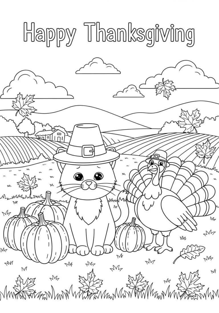 Thanksgiving Cat Coloring Page | Print &amp;amp; Color Fun for Thanksgiving Cat Coloring Pages Printable