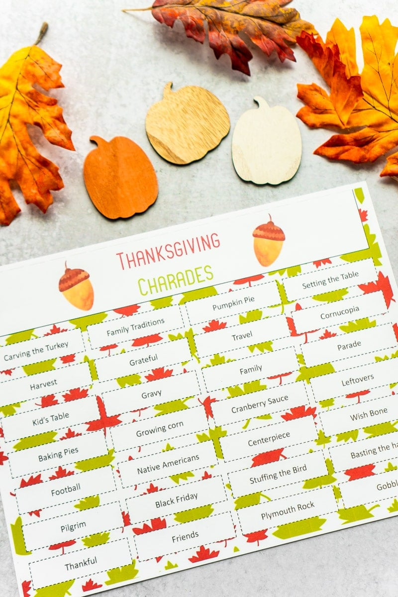 Thanksgiving Charades Game (Free Printable Cards) - Play Party Plan with regard to Thanksgiving Charades Free Printable