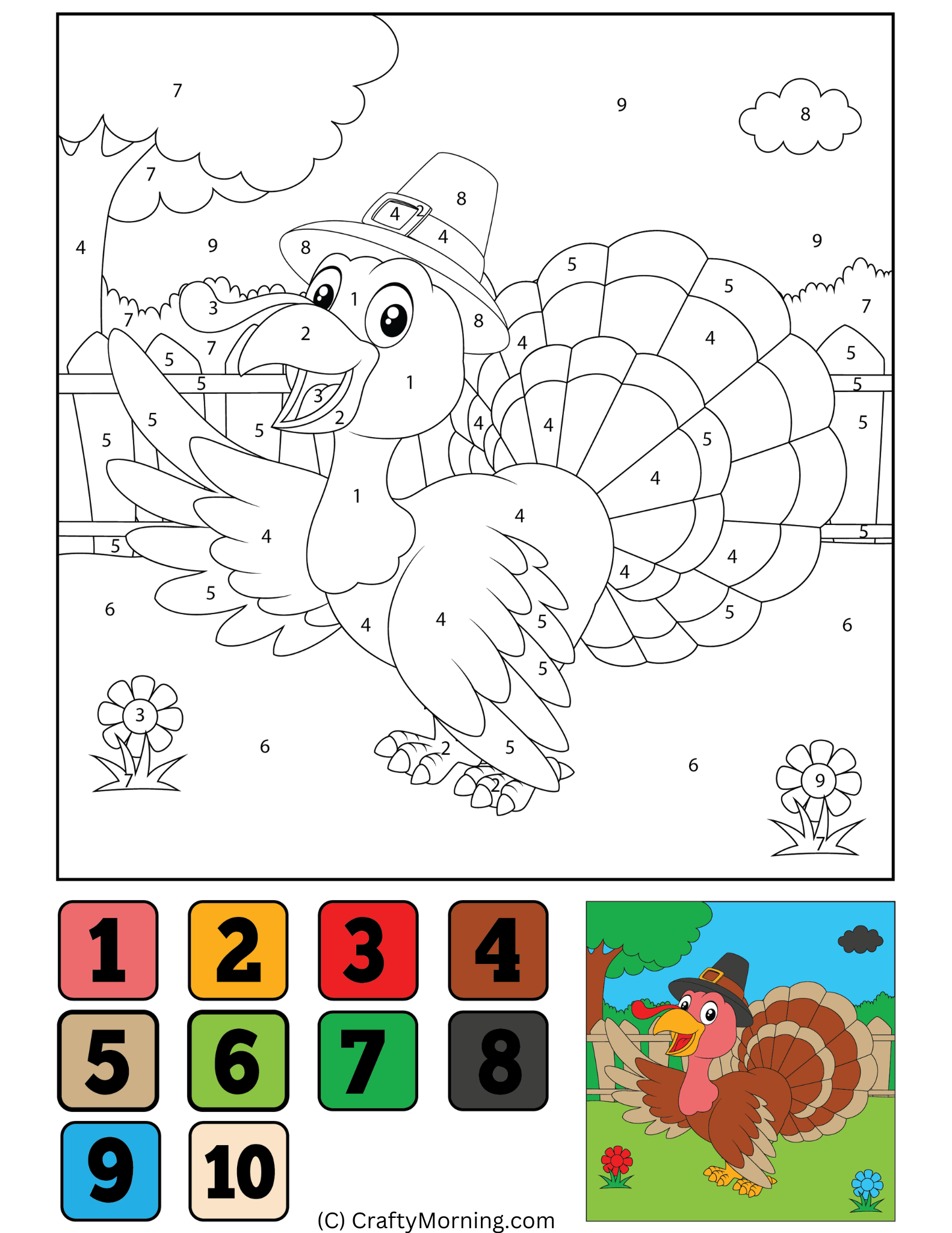 Thanksgiving Colornumber (Free Printables) - Crafty Morning within Thanksgiving Color By Numbers Pages Printables