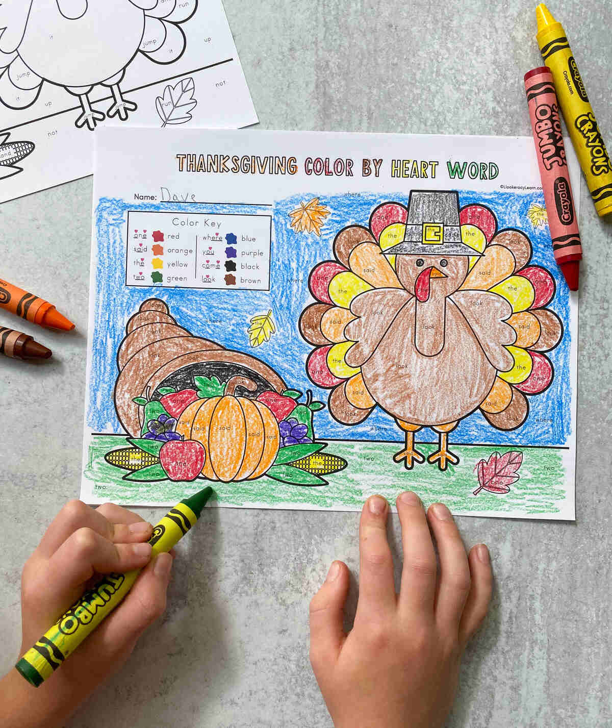 Thanksgiving Colorsight Word Printables - Literacy Learn in Free Printable Thanksgiving Sight Words