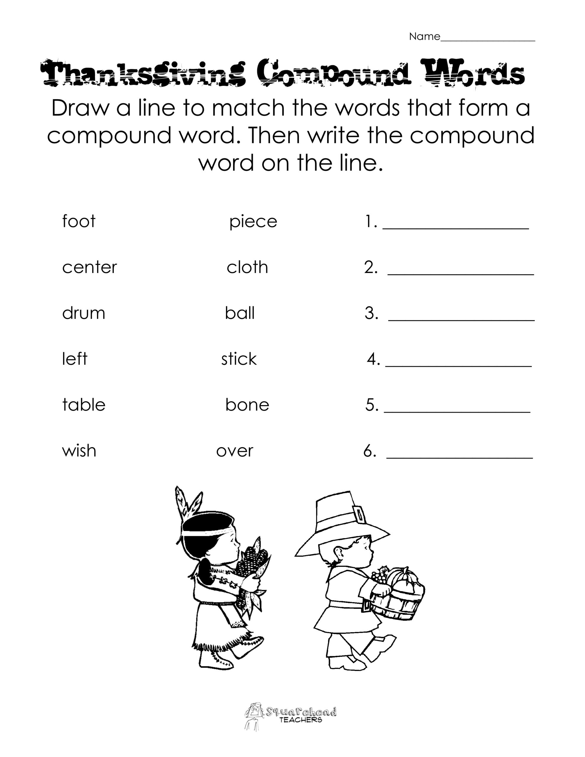 Thanksgiving Compound Words Worksheet | Squarehead Teachers throughout Thanksgiving Worksheets For 2nd Grade